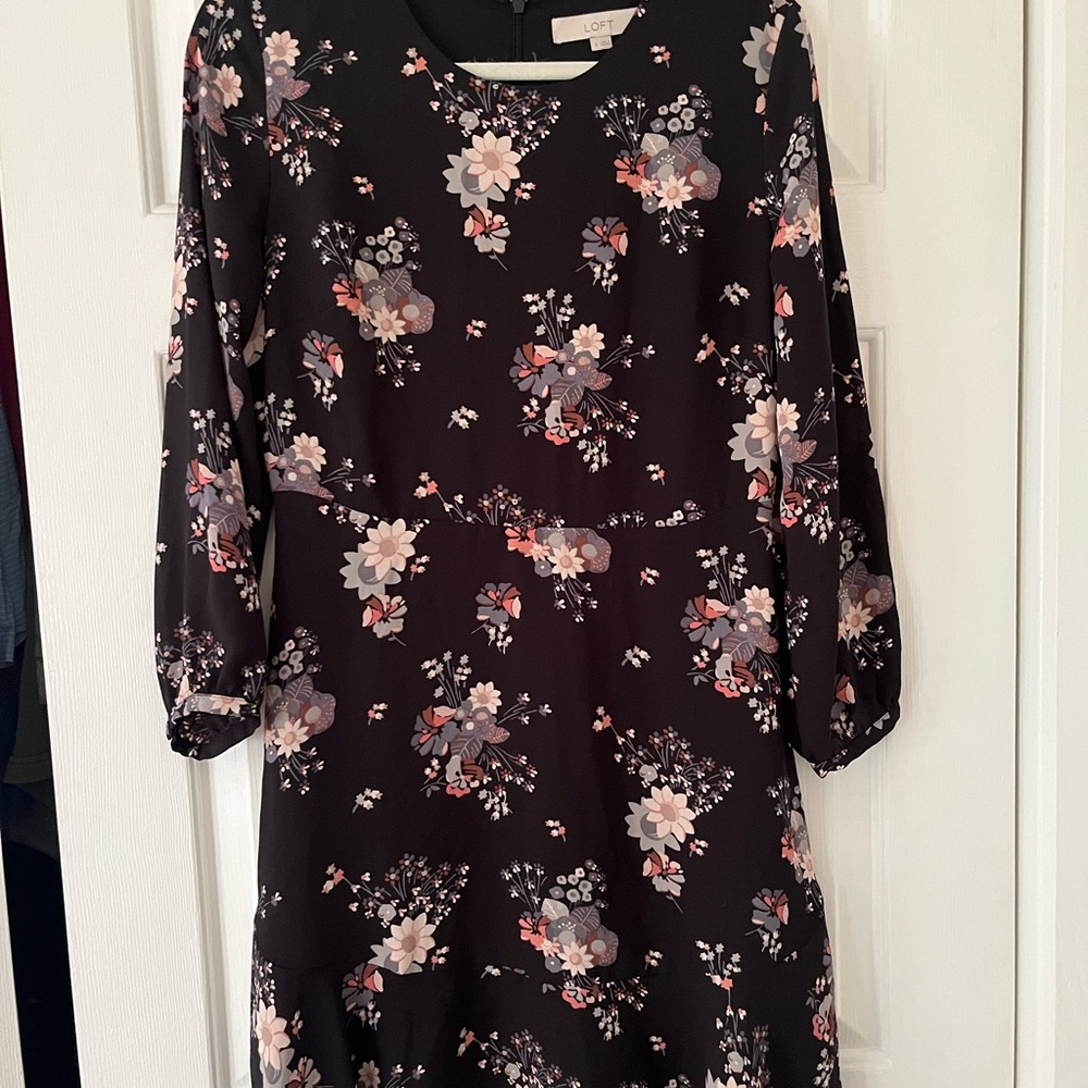 LOFT Brown Bishop Sleeve Sundress